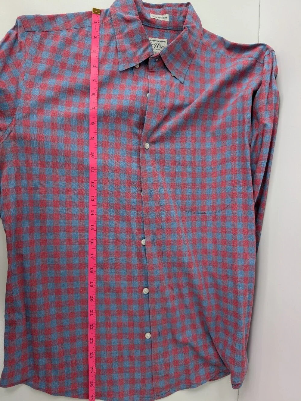 J. Crew Blue and Pink Check Button-Down Shirt